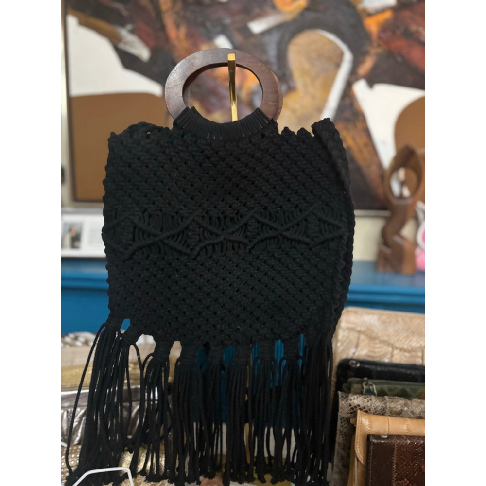 Danielle Nicole Black Macrame Crossbody Bag One S… - image 4